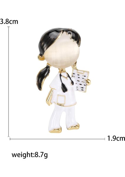 Esmer Kız Doktor Hemşire Modelli Mineli Yaka Iğnesi Broş fırsatları