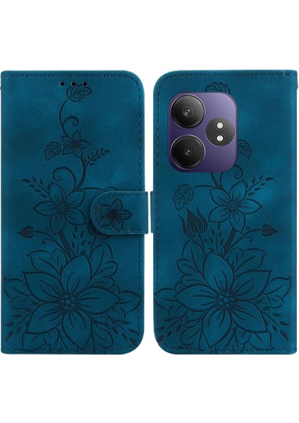 Realme Gt 6 Kabartmalı Zambak Manyetik Kickstand Cüzdan Kartı Için Flip Case (Yurt Dışından)