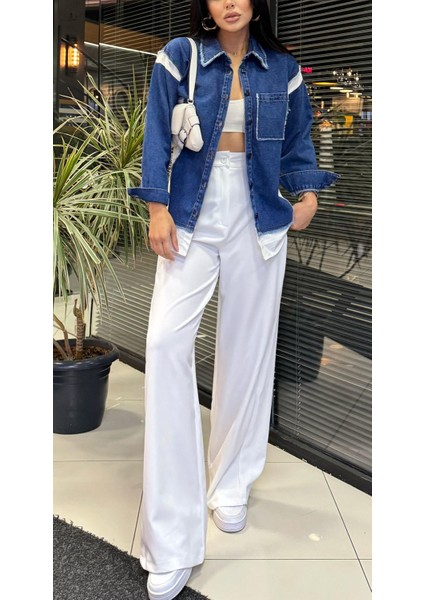 Kadın Mavi Jean Twst Model Tasarım Poplin Gömlek fiyatları