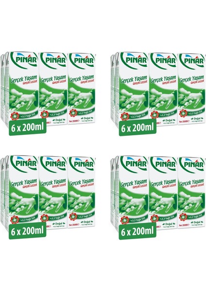%3,3 Yağlı Süt 200 ml x 24 Adet