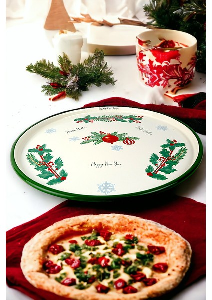 Sunum Servis Pizza Tabağı Tepsisi Supla Pasta Tabağı Servis Tabağı 36 Cm