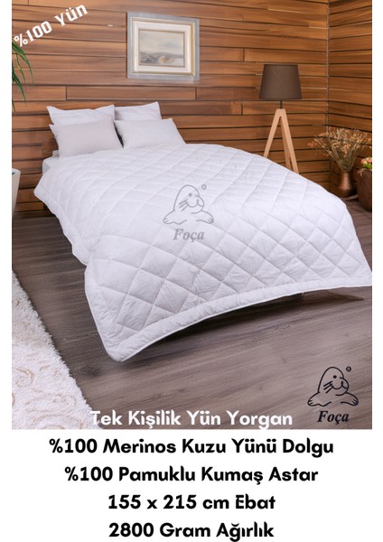 %100 Doğal Merinos Kuzu Yünü Dolgulu Yıkanabilir Yün Yorgan (Tek veya Çift Kişilik)