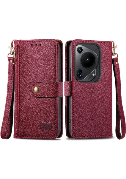 Huawei Pura 70 Için Flip Case Ultra Fermuar Darbeye Deri Kılıf Aşk (Yurt Dışından)
