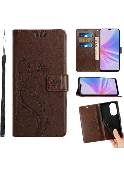 Oppo Için Filp Durumda A78/OPPO Pu Deri Kickstand Bilek Kayışı Kart Tutucu (Yurt Dışından)