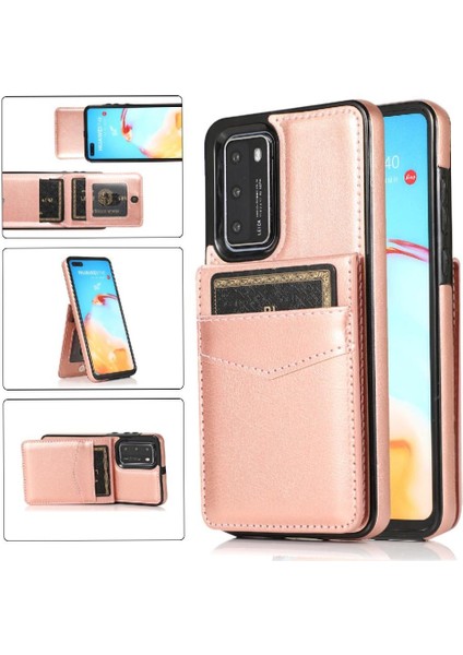 Huawei P40 Manyetik Toka Kickstand Vaka Cüzdan Kartı ile Uyumlu (Yurt Dışından)