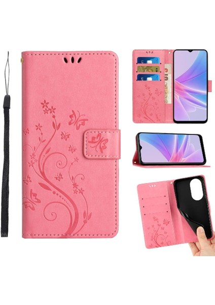 Oppo Için Filp Durumda A78/OPPO Pu Deri Kickstand Bilek Kayışı Kart Tutucu (Yurt Dışından)