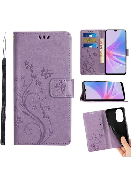 Oppo Için Filp Durumda A78/OPPO Pu Deri Kickstand Bilek Kayışı Kart Tutucu (Yurt Dışından)