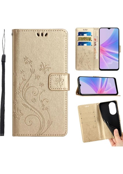 Oppo Için Filp Durumda A78/OPPO Pu Deri Kickstand Bilek Kayışı Kart Tutucu (Yurt Dışından)
