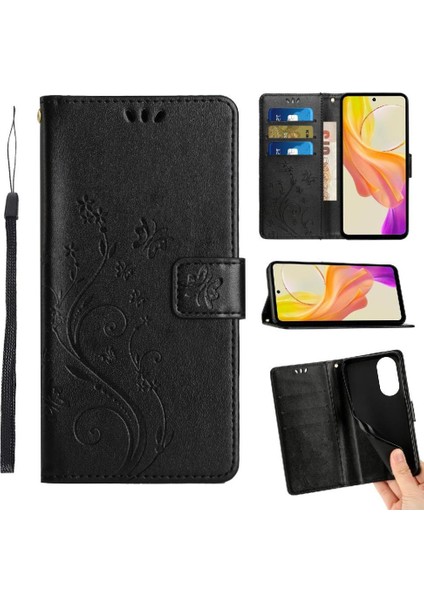 Oppo A98 Bilek Kayışı Kickstand Pu Deri Kart Tutucu Için Filp Durumda (Yurt Dışından)