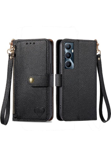 Realme C65 Aşk Fermuar Cüzdan Deri Kılıf Için Flip Case Darbeye (Yurt Dışından)