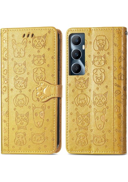Realme C65 Için Flip Case Kısa Kayış Kapak Kapak Karikatür Hayvanlar Deri (Yurt Dışından) fiyatları