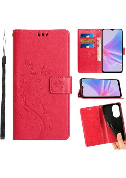 Oppo Için Filp Durumda A78/OPPO Pu Deri Kickstand Bilek Kayışı Kart Tutucu (Yurt Dışından)