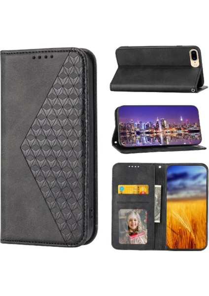 IPhone 7/8 Için Flip Case Eşkenar Dörtgen Şekli Günlük Kullanım Standı Cüzdan El Kayışı (Yurt Dışından)