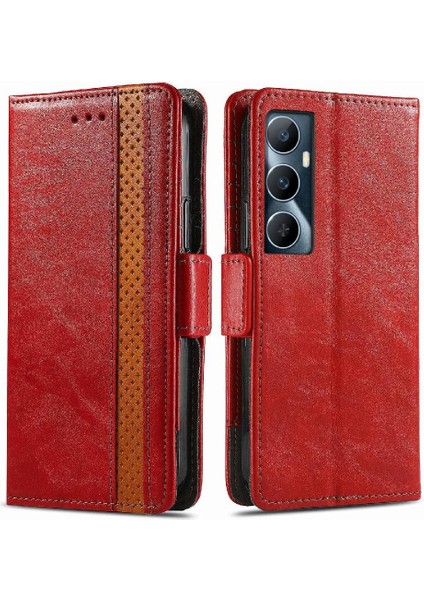 Realme C65 Çok Renkli Ekleme Iş Cüzdan Çoklu Kart Için Flip Case (Yurt Dışından)