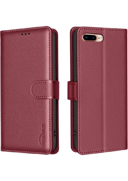 IPhone 7 Için Flip Case Artı/8 Artı Kart Tutucu Kickstand Rfıd Engelleme Pu (Yurt Dışından)