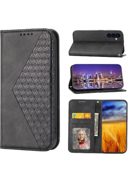Samsung Galaxy M14 5g Için Flip Case Standı Cüzdan El Kayışı Eşkenar Dörtgen Şekli (Yurt Dışından)