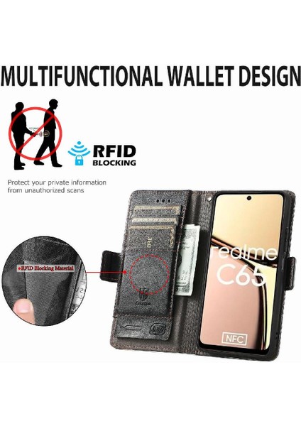 Realme C65 Çok Renkli Ekleme Iş Cüzdan Çoklu Kart Için Flip Case (Yurt Dışından) modelleri