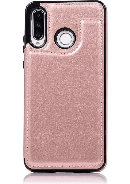 Kart Tutucu Çift Toka ile Huawei P30 Lite Pu Deri Için Cüzdan Kılıf (Yurt Dışından)