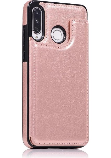 Kart Tutucu Çift Toka ile Huawei P30 Lite Pu Deri Için Cüzdan Kılıf (Yurt Dışından)