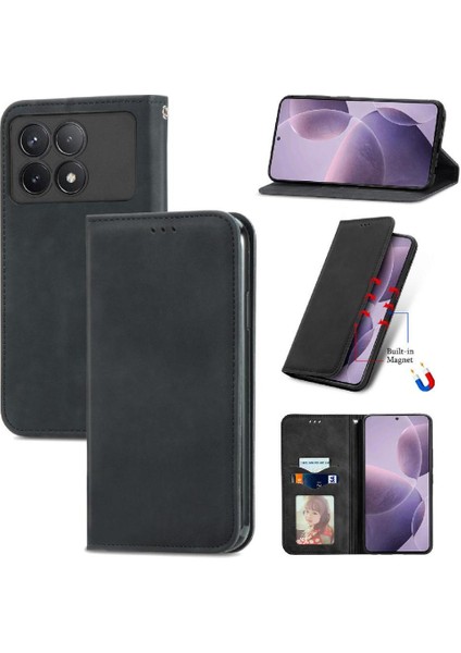 Xiaomi Poco F6 Pro Için Flip Case Deri Kılıf Cüzdan Basit Iş Çevirme (Yurt Dışından)