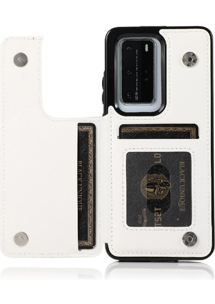 Huawei P40 Kart Yuvaları Için Cüzdan Durumda Çift Manyetik Toka Kickstand Pu (Yurt Dışından) fırsatları