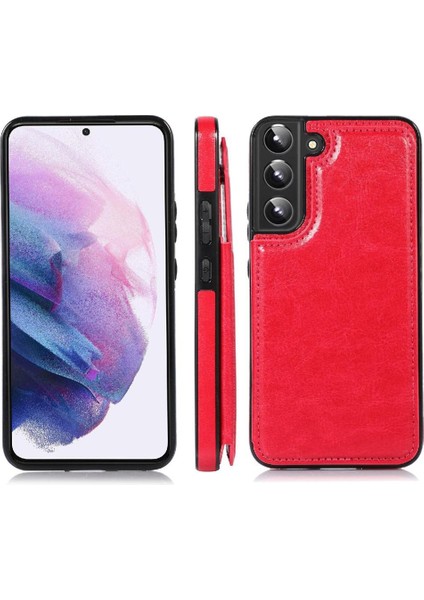 Kart ile Samsung Galaxy S22 Artı Çift Manyetik Toka Için Cüzdan Kılıf (Yurt Dışından)
