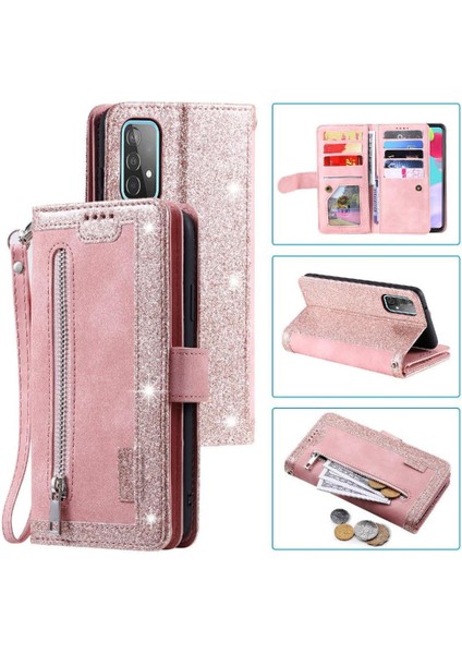 Samsung Galaxy A73 5g Için Flip Case Kordon Cüzdan Kickstand Pu Deri 9 (Yurt Dışından)