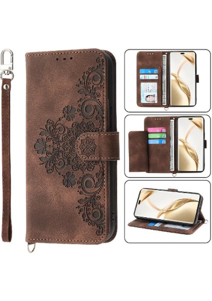 Onur Için Flip Case 200 Pro Çoklu Kredi Kartı Yuvaları Bileklik Kabartmalı (Yurt Dışından)