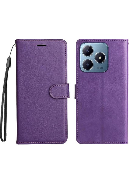 Realme C61 Iş Cüzdan Telefon Kılıfı Için Flip Case Klasik Düz Renk (Yurt Dışından)