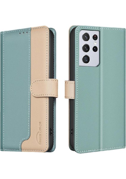 Samsung Galaxy S21 Ultra Rfıd Engelleme Flip Folio Darbeye Için Flip Case (Yurt Dışından)