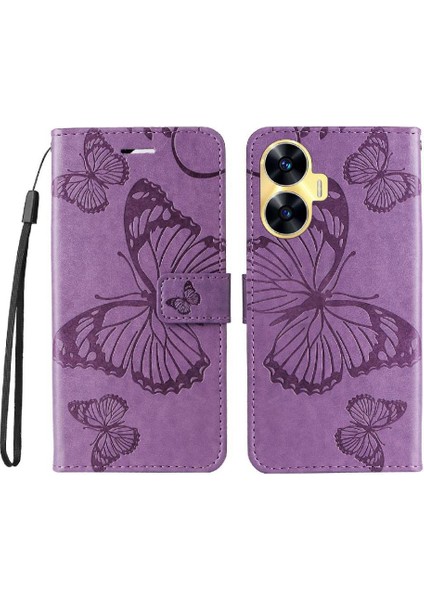 Kart Yuvası Standı Manyetik ile Realme C55 4g Flip Kickstand Için Flip Case (Yurt Dışından)