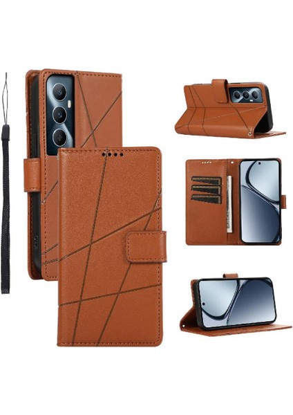 Realme C65 Üç Kart Yuvaları Için Flip Case Kickstand Şok Emici (Yurt Dışından)