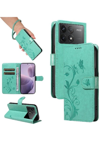 Xiaomi Redmi K70 Cüzdan Telefon Kılıfı Için Kılıf Kabartmalı Kelebek ile Yüksek (Yurt Dışından)