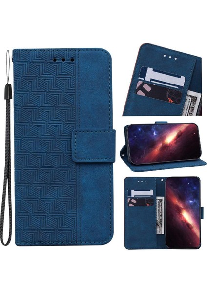 Oppo Oppo 12 Pro 5g Için Flip Case Premium Pu Deri Geometrik Kabartmalı (Yurt Dışından)