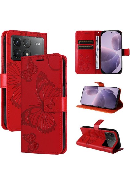 Kart Yuvası Standı ile Xiaomi Redmi K70 Pu Deri Kılıf Kickstand Çevirin (Yurt Dışından)