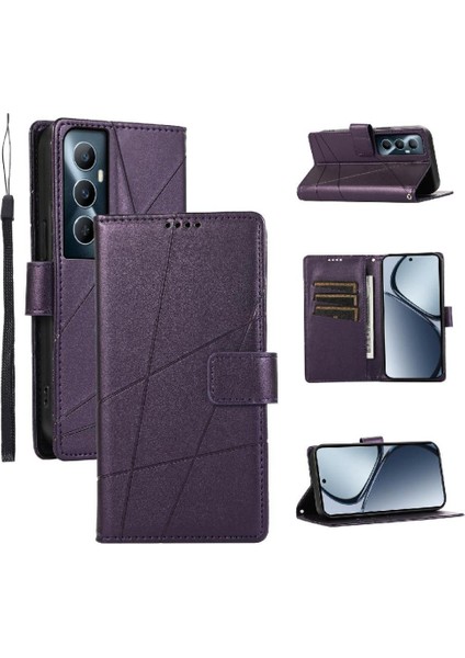 Realme C65 Üç Kart Yuvaları Için Flip Case Kickstand Şok Emici (Yurt Dışından)