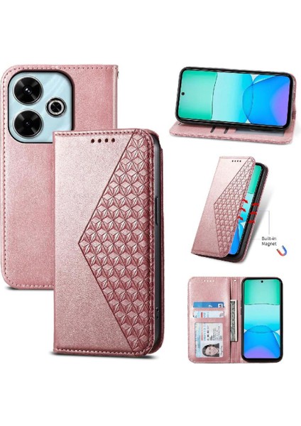 Xiaomi Poco M6 Pro 4g Için Flip Case El Kayışı Standı Günlük Kullanım Eşkenar Dörtgen (Yurt Dışından)
