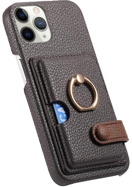 IPhone 11 Için Kılıf Pro Max Kart Yuvaları Premium Dokulu Deri Halka Standı (Yurt Dışından) modelleri