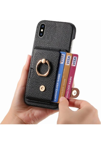 IPhone X/xs Kart Yuvaları Halka Standı Premium Dokulu Deri (Yurt Dışından) fiyatları