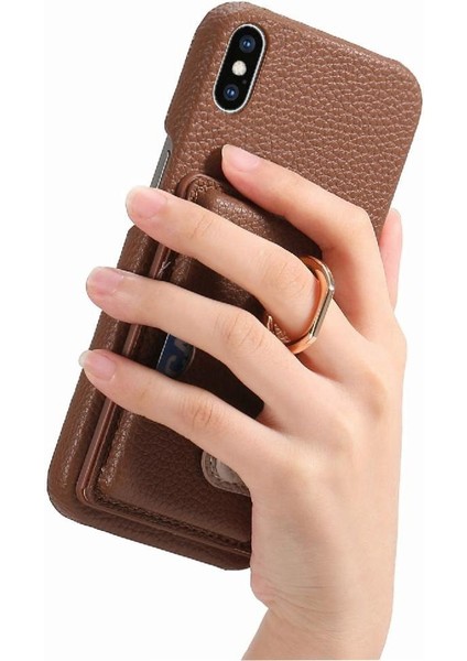 IPhone X/xs Kart Yuvaları Halka Standı Premium Dokulu Deri (Yurt Dışından) fırsatları