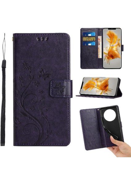 Huawei Mate 50 Pro Için Filp Durumda Manyetik Kapatma Kart Tutucu Bilek Kayışı (Yurt Dışından)