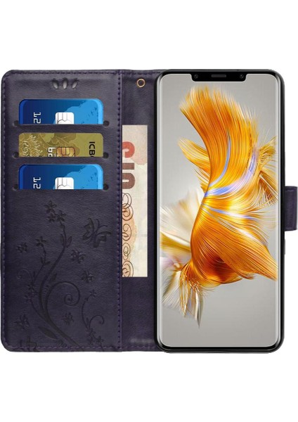 Huawei Mate 50 Pro Için Filp Durumda Manyetik Kapatma Kart Tutucu Bilek Kayışı (Yurt Dışından)