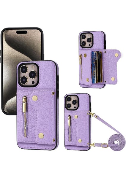 IPhone 15 Için Kılıf Pro Büyük Kapasiteli Uzun Kayış Hafif Kart Yuvaları (Yurt Dışından)