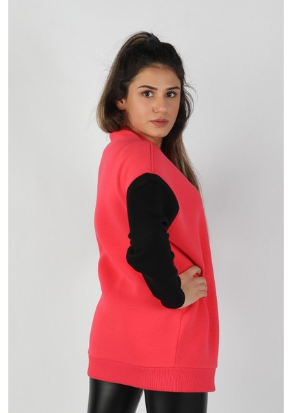 Kadın Kolları Renkli Sweatshirt Nar fiyatları