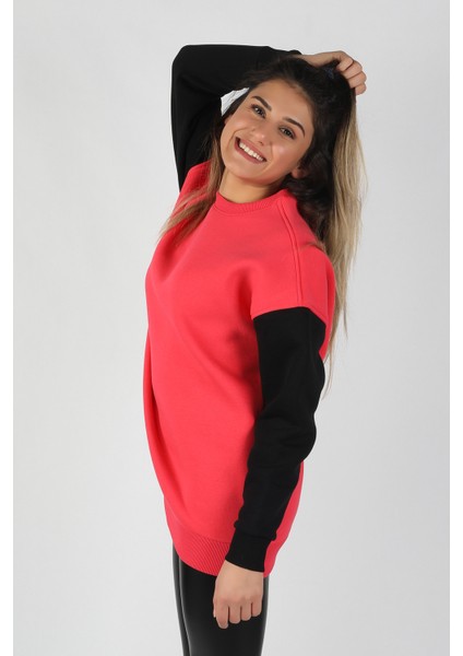 Kadın Kolları Renkli Sweatshirt Nar indirimleri