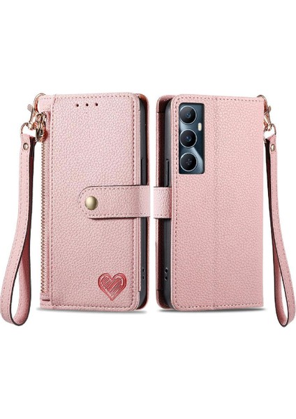 Realme C65 Aşk Fermuar Cüzdan Deri Kılıf Için Flip Case Darbeye (Yurt Dışından)