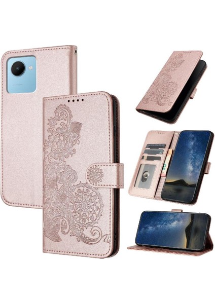 Kart Yuvası Standı Pu Deri Manyetik Kapatma ile Realme C30 Için Flip Case (Yurt Dışından)