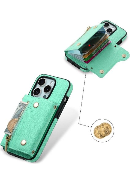 IPhone 15 Için Kılıf Pro Büyük Kapasiteli Uzun Kayış Hafif Kart Yuvaları (Yurt Dışından)
