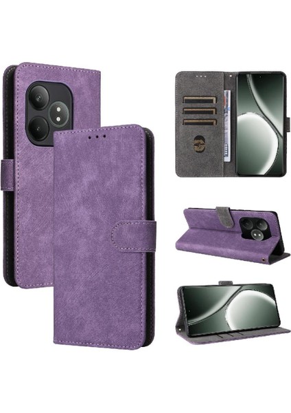 Realme Gt 6 Pu Deri Flip Folio Cüzdan Kart Yuvaları Kapak Kapatma Için Kılıf (Yurt Dışından)
