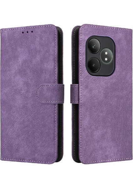 Realme Gt 6 Pu Deri Flip Folio Cüzdan Kart Yuvaları Kapak Kapatma Için Kılıf (Yurt Dışından)
